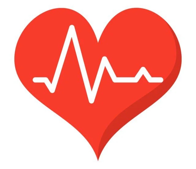Red heart with a white ECG line across it.