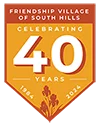 Friendship Village logo celebrating 40 years, 1984-2024.